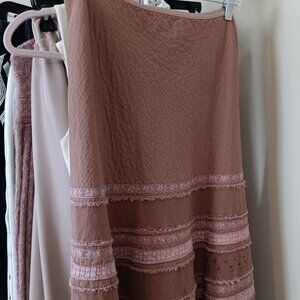 NWT Pink Mauve Whimsical Cotton A-Line Skirt by Burning Torch